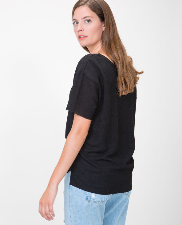 T-shirt texturé noir - Pimkie