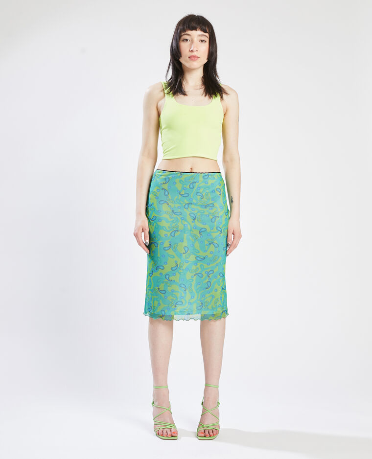 Jupe droite midi en maille transparente vert - Pimkie