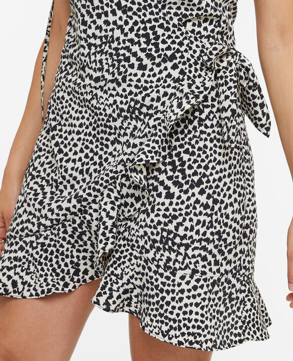 Robe courte porte-feuille avec volant noir - Pimkie