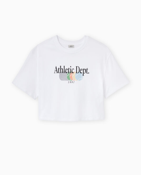 T-shirt cropped avec print devant blanc - Pimkie
