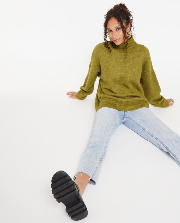 Pull oversize col montant vert olive - Pimkie