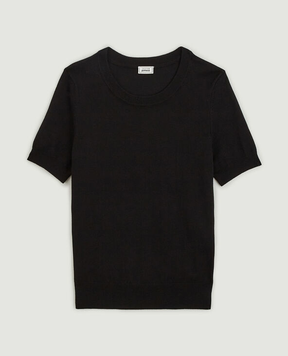 Pull noir manche courte deals