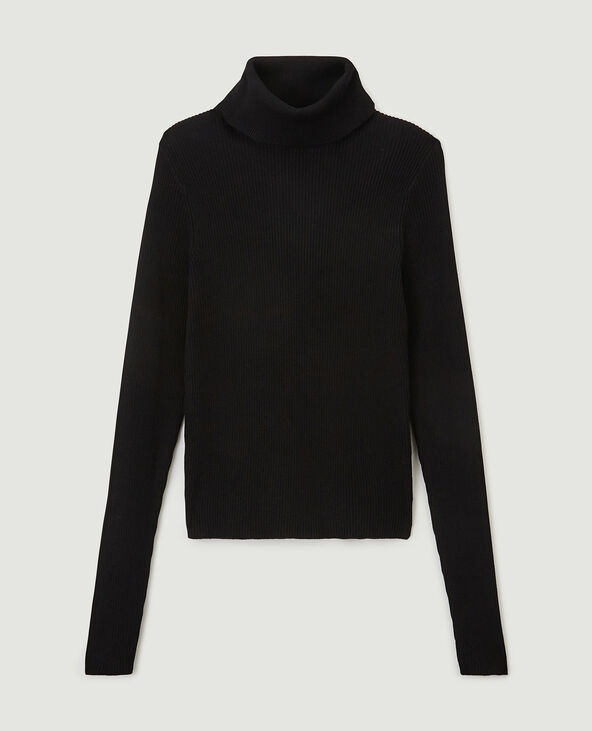 Pull côtelé à col roulé noir - Pimkie