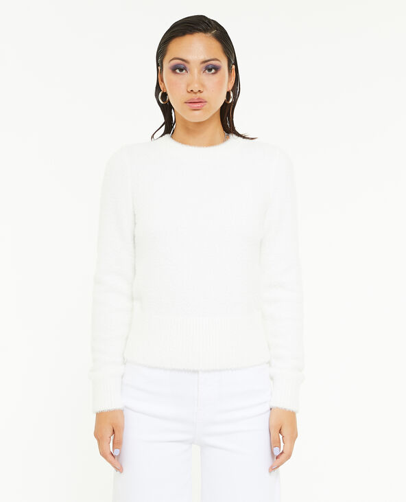 Pull en maille poilue et extensible blanc - Pimkie