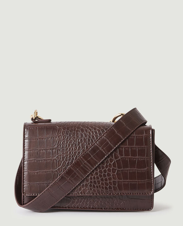 Sac bandoulière croco sales marron