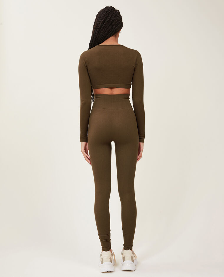 Legging en maille côtelée sans couture vieux rose - Pimkie