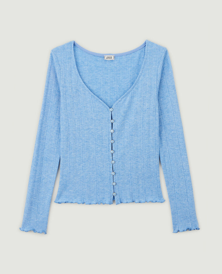 Top boutonné en maille côtelée bleu électrique - Pimkie