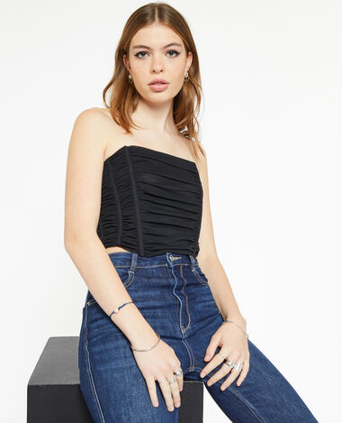 Top bustier en tulle noir - Pimkie