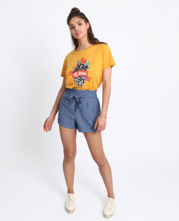 T-shirt Frida Kahlo jaune ocre - Pimkie