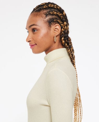 Pull fin col roulé maille côtelée beige - Pimkie