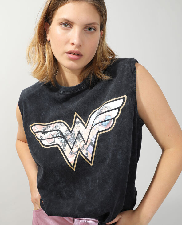 T-shirt à épaulettes Wonder Woman gris foncé - Pimkie