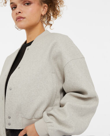 Blouson bomber façon drap de laine beige - Pimkie