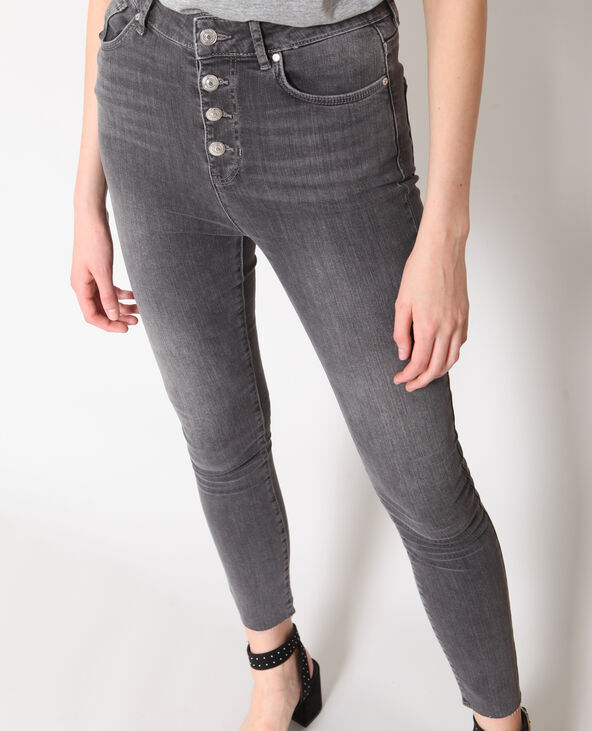 Jean gris sales taille haute femme