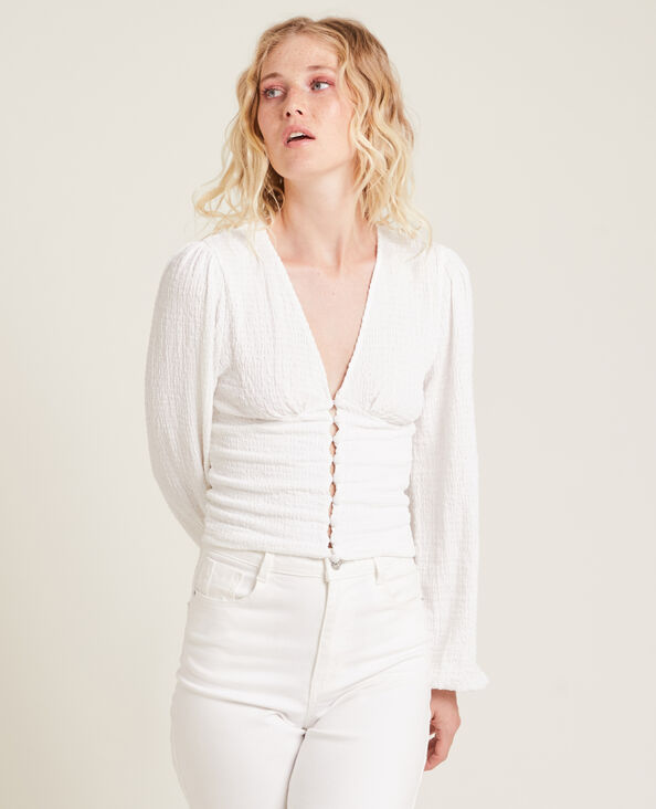Blouse boutonnée en tissu texturé blanc - Pimkie