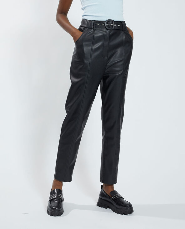 Pantalon carotte en simili cuir