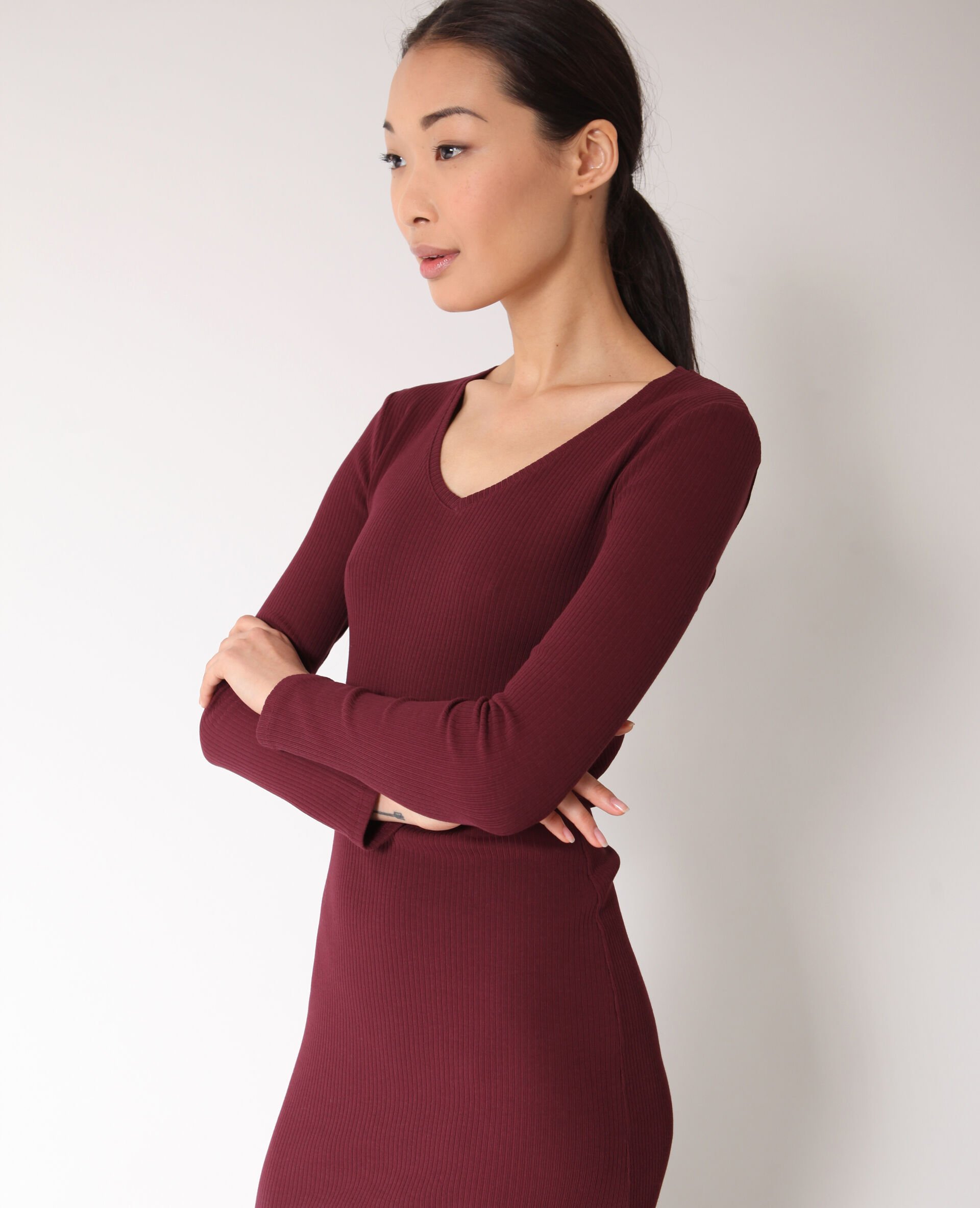 Robe moulante bordeaux