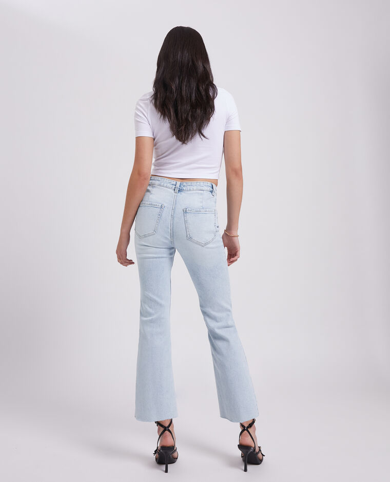 Jean flare taille haute raw cut bleu délavé - Pimkie