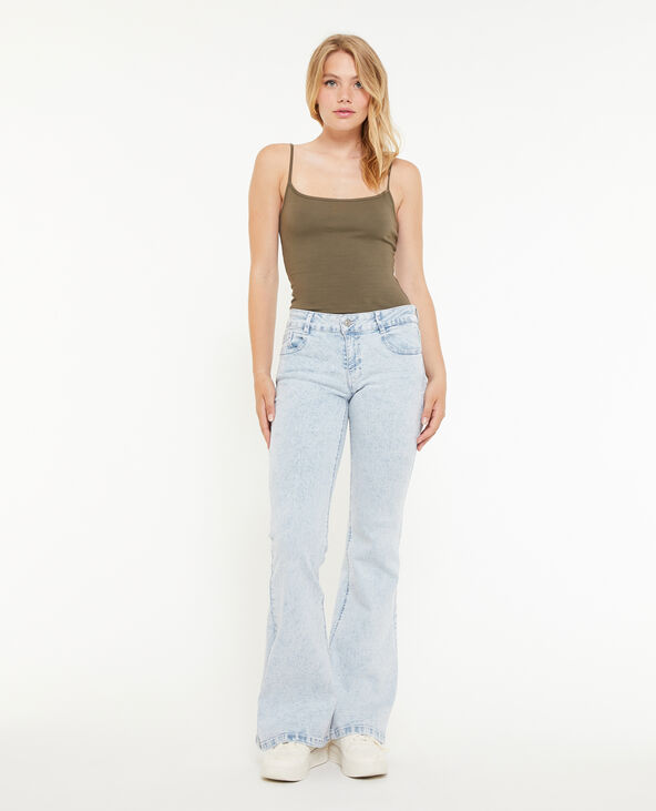 Jean flare avec papillons en strass bleu clair - Pimkie