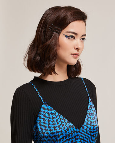 Robe midi tissu satiné bleu - Pimkie