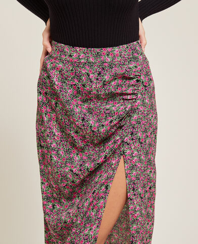Jupe midi avec fronces et fente rose fuchsia - Pimkie