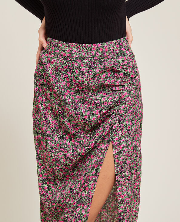 Jupe midi avec fronces et fente rose fuchsia - Pimkie