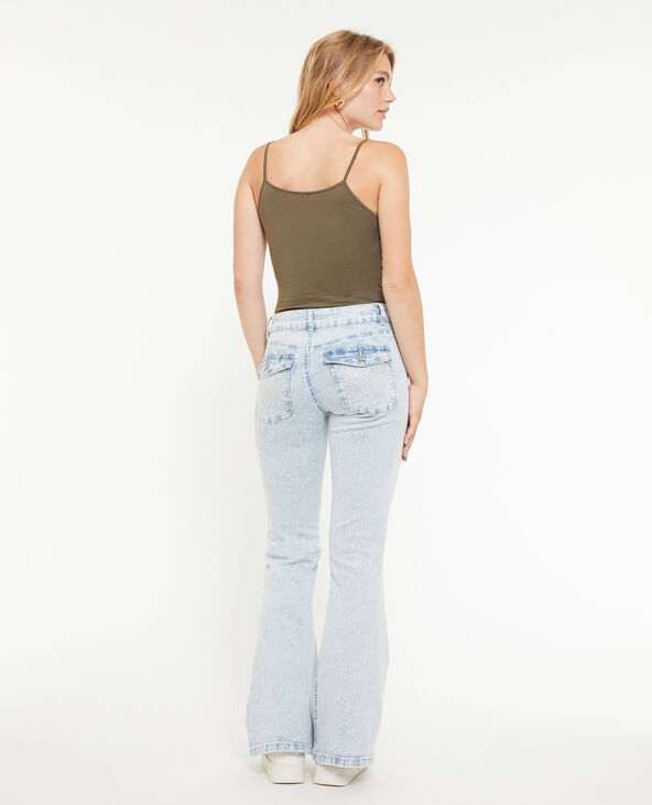 Jean flare avec papillons en strass bleu clair - Pimkie