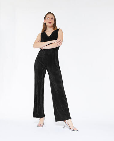 Combipantalon en tissu plissé noir - Pimkie