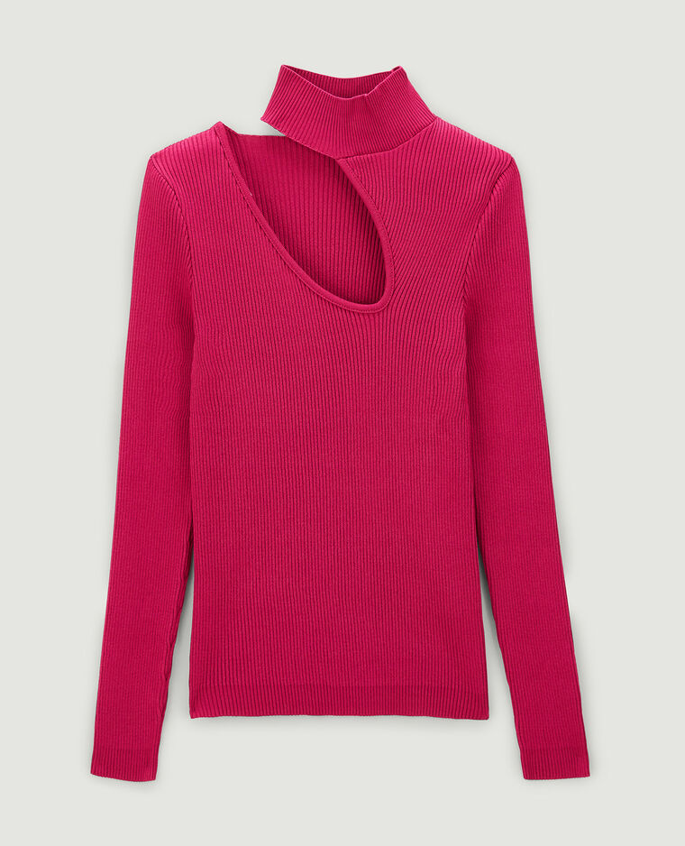 Top maille côtelée avec découpe rose - Pimkie