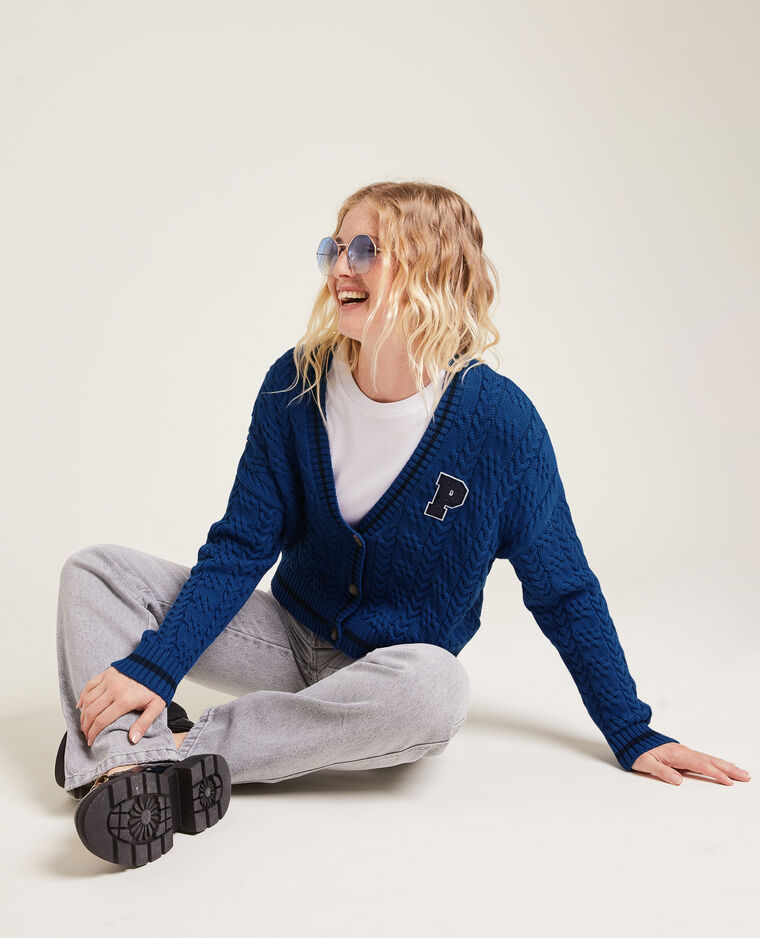 Gilet maille torsadée bleu électrique - Pimkie