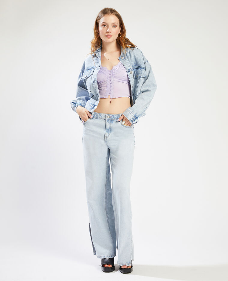 Top satiné dentelle lilas - Pimkie