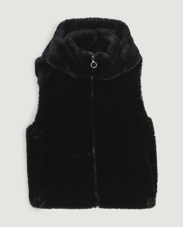Veste sans 2025 manche fourrure noir