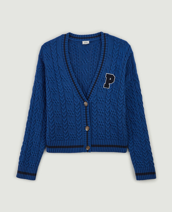 Gilet maille torsadée bleu électrique - Pimkie
