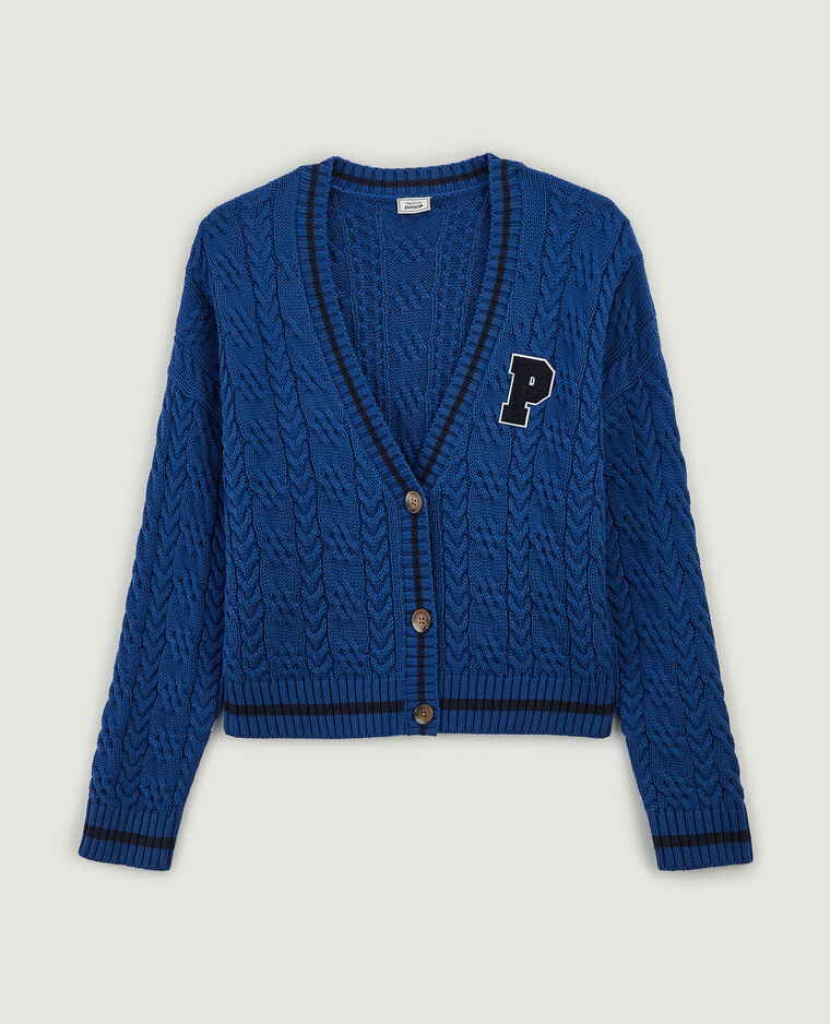 Gilet maille torsadée bleu électrique - Pimkie