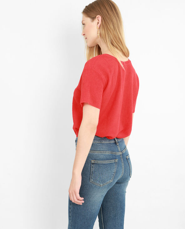 T-shirt texturé rouge - Pimkie