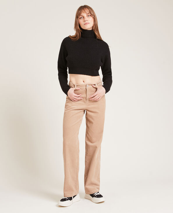 Pull cropped col roulé noir - Pimkie