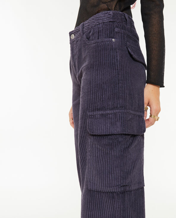 Pantalon cargo en velours grosses côtes lilas - Pimkie
