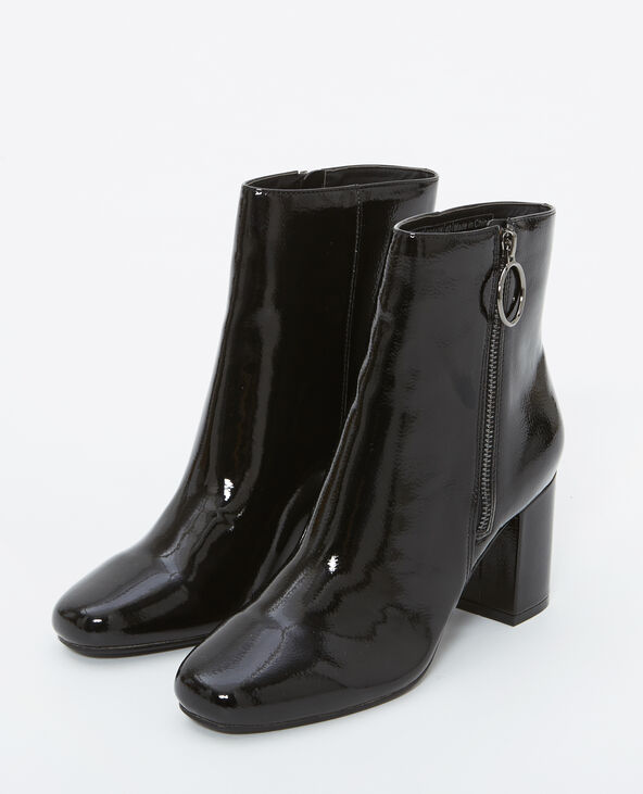 Bottine a top talon vernis noir