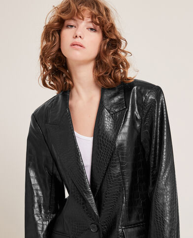 Veste effet croco noir - Pimkie