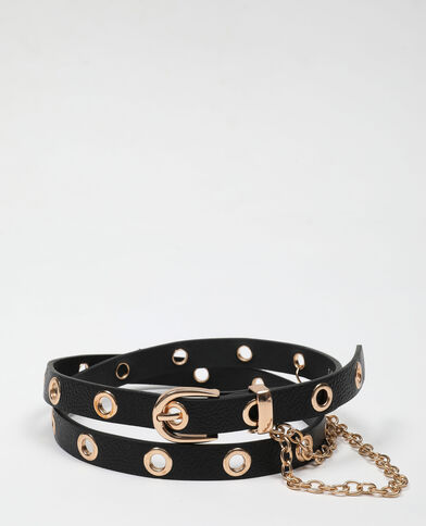 Ceinture chaîne dorée noir - Pimkie