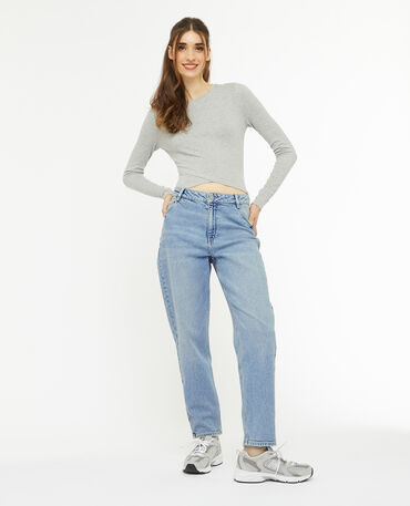 Jean boyfriend sale femme gris