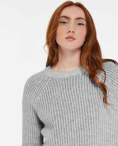 Pull en maille côtelée effet rayé gris chiné - Pimkie