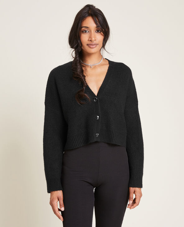 Gilet court en tricot noir - Pimkie