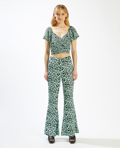 Pantalon flare taille haute SMALL vert d'eau - Pimkie
