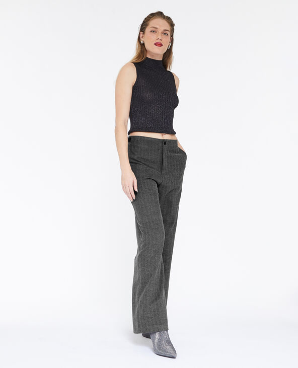 Pantalon large et droit taille basse gris chiné - Pimkie