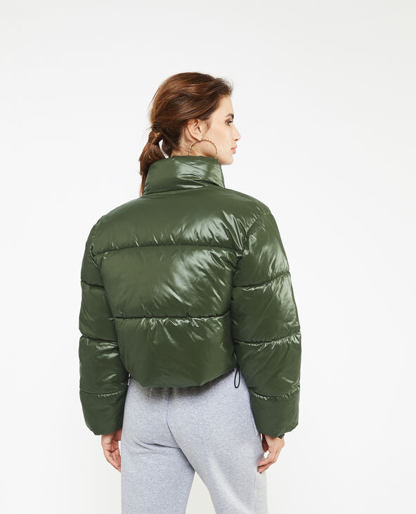 Doudoune courte matière brillante vert olive - Pimkie