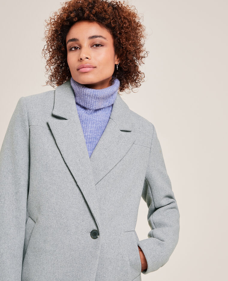 Manteau long drap de laine gris chiné - Pimkie