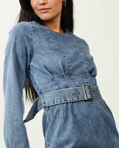 Robe en jean avec ceinture bleu - Pimkie