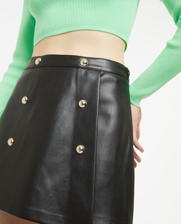 Jupe-short en simili cuir avec clous noir - Pimkie