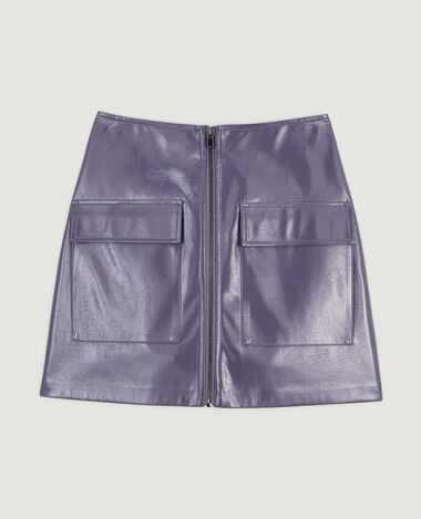 Jupe courte zippée en vinyle lilas - Pimkie