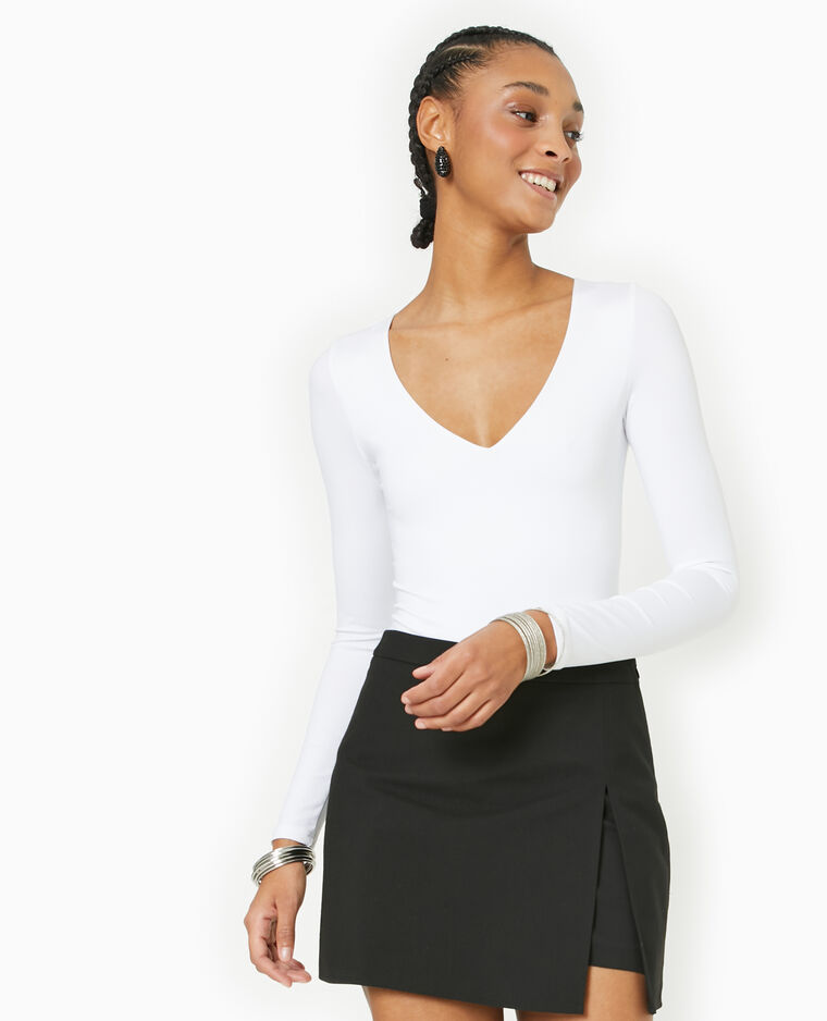Body manches longues col V blanc - Pimkie